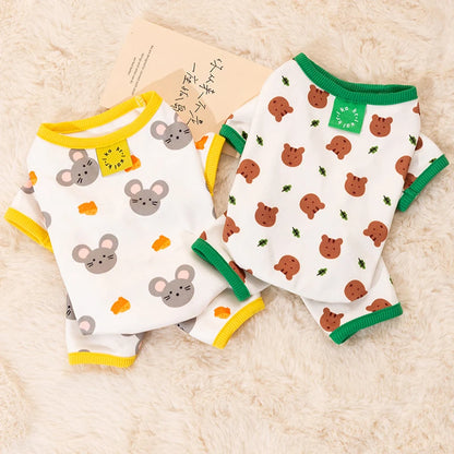 Pet Dog Clothes Striped Smile Print Jumpsuits, Pajamas