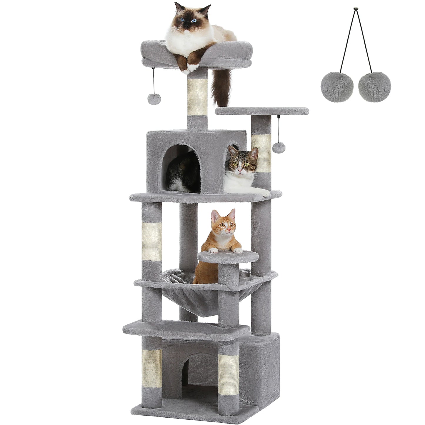 Large Cat Tree and Tower for Indoor Cats With Sisal-Covered Scratching Posts Spacious Hammock Padded Perches and Condos