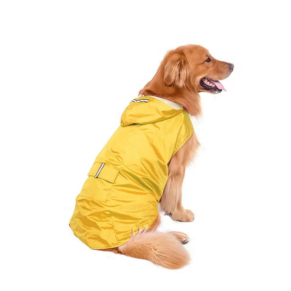 Dog Raincoat Waterproof Hoodie Jacket Rain Poncho Pet Rainwear with Reflective Stripe Outdoor Dogs