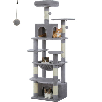 Large Cat Tree and Tower for Indoor Cats With Sisal-Covered Scratching Posts Spacious Hammock Padded Perches and Condos