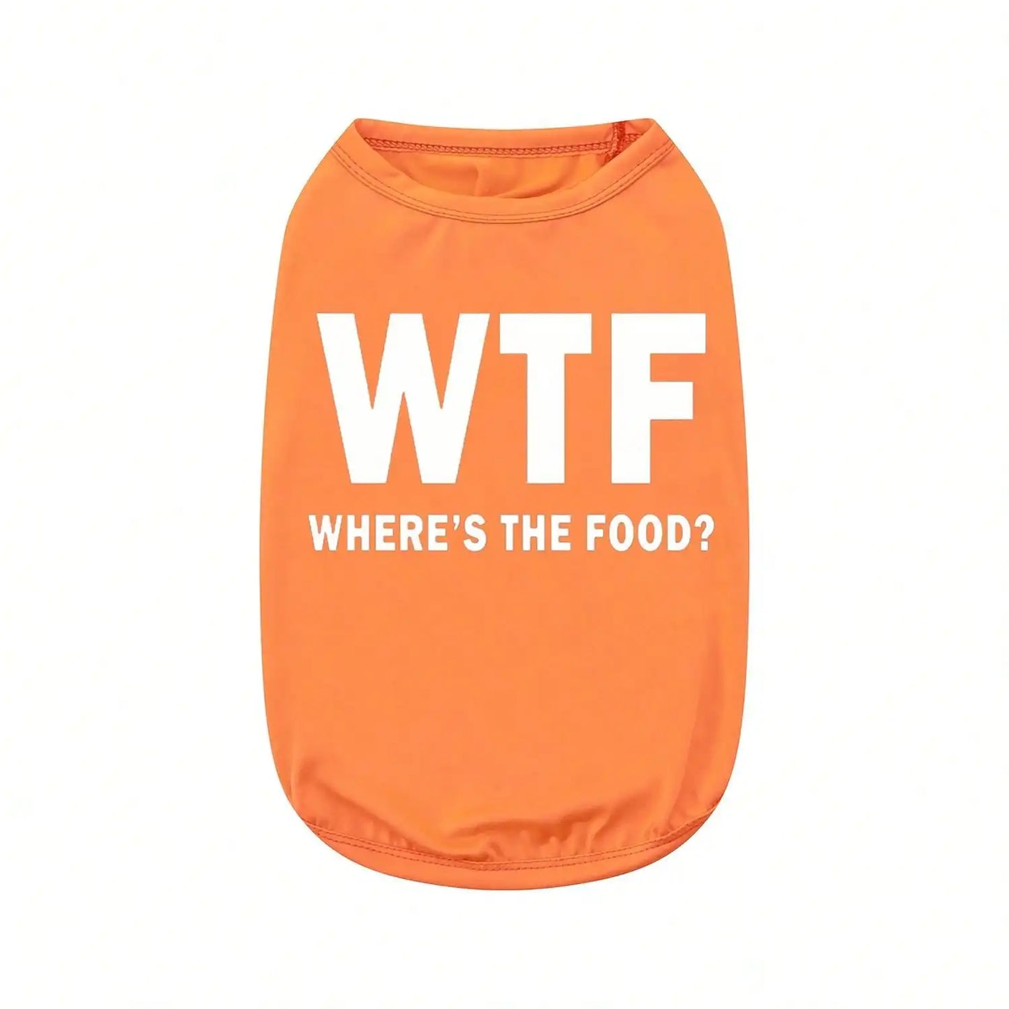 1pc Letter Print Dog Vest Tank Top, Featuring A Playful 'Where's The Food' Back Print