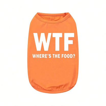 1pc Letter Print Dog Vest Tank Top, Featuring A Playful 'Where's The Food' Back Print