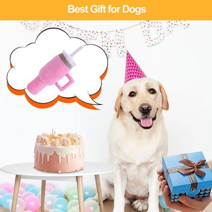 Squeaky Pink Giant Tumbler Cup Plush Pet Toy, Tear-Resistant for Dogs & Cats, Machine-Washable