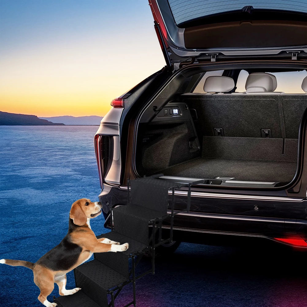 5 Steps Dog Car Ramp for Large Dog Support Up 150 Lbs Foldable Portable Dog Steps