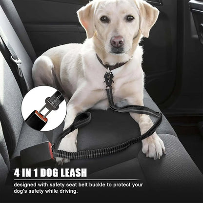 Reflective Shock Absorbing Pet Leashes with Car Seatbelt for Large Dogs, Heavy Duty Tactical Bungee Dog Leash