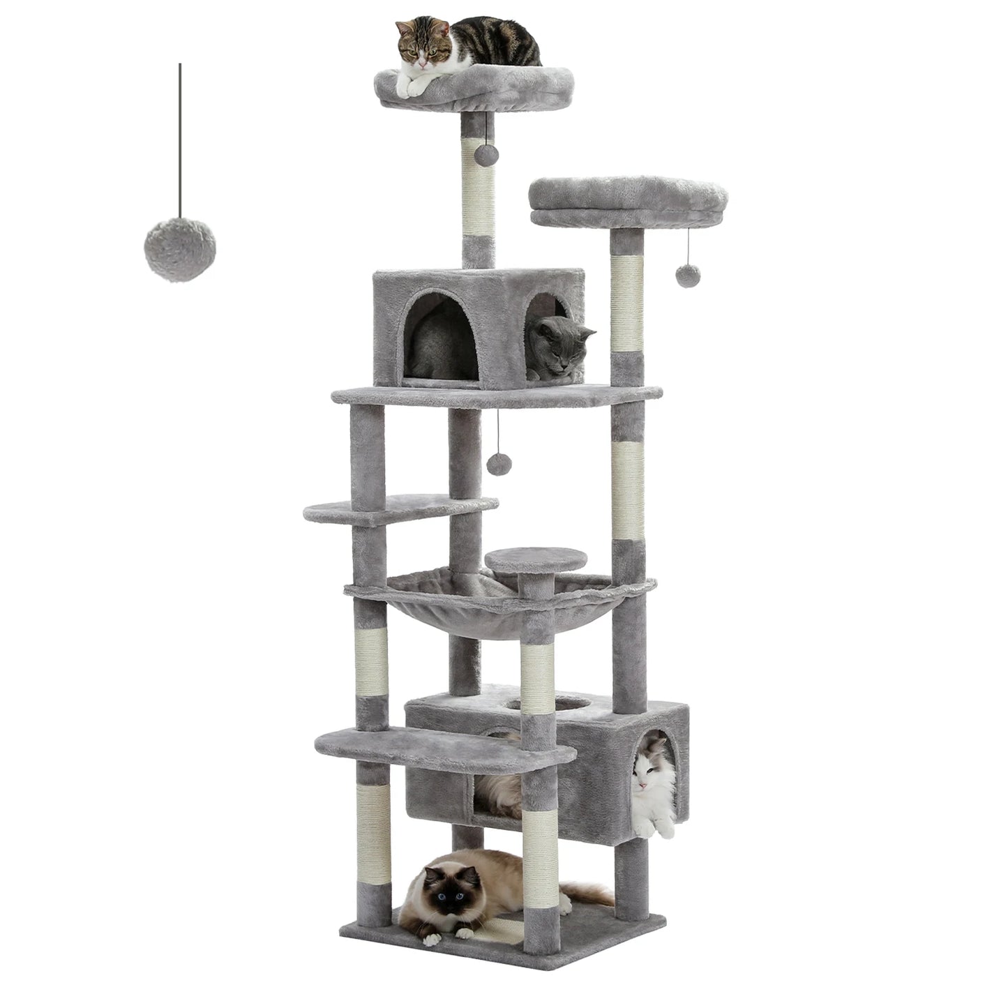 Large Cat Tree and Tower for Indoor Cats With Sisal-Covered Scratching Posts Spacious Hammock Padded Perches and Condos