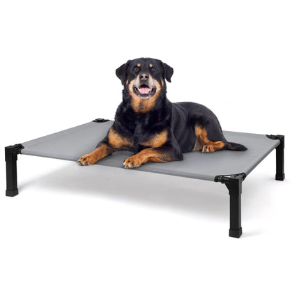 Elevated Dog Bed, Cooling Raised Pet Cot with Chew Proof Washable Breathable Mesh and Metal Frame, Portable
