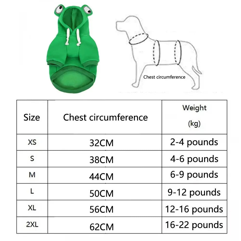 Dog or Cat Green Cute Frog Pet Sweater Pet Dogs Hoodie