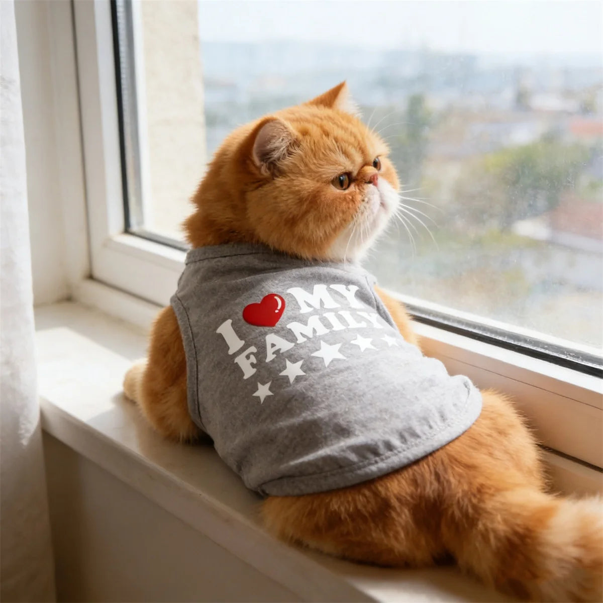 1pc I LOVE MY FAMILY printed pet vest, Spring new classic letters printed pet sleeveless T-shirt,Dogs and Cats