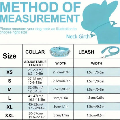 Spiked Dog Collar And Leash Set, Rivet Leather Dog Collar Adjustable Dog Collar For Outdoor Walking