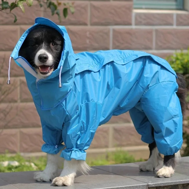 Medium - Large Dog Raincoat, Waterproof, Four Corner Hooded Jacket Poncho