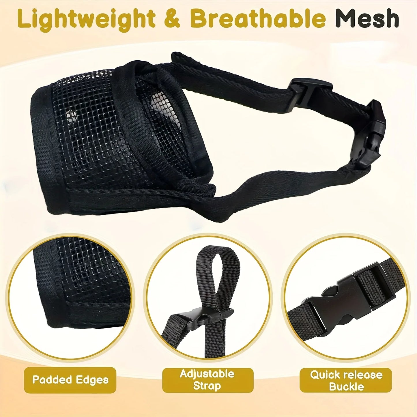 Mesh Muzzle For Short Snout And Small - Medium Dogs, Anti-Biting