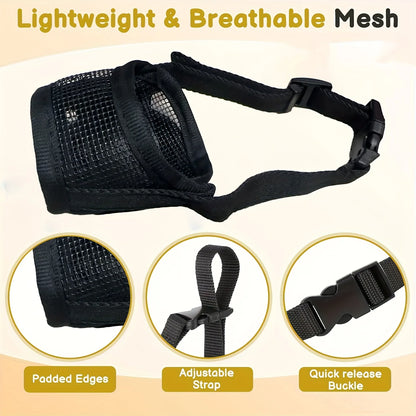 Mesh Muzzle For Short Snout And Small - Medium Dogs, Anti-Biting