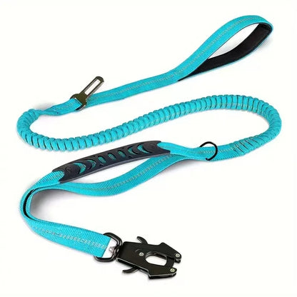 Reflective Shock Absorbing Pet Leashes with Car Seatbelt for Large Dogs, Heavy Duty Tactical Bungee Dog Leash