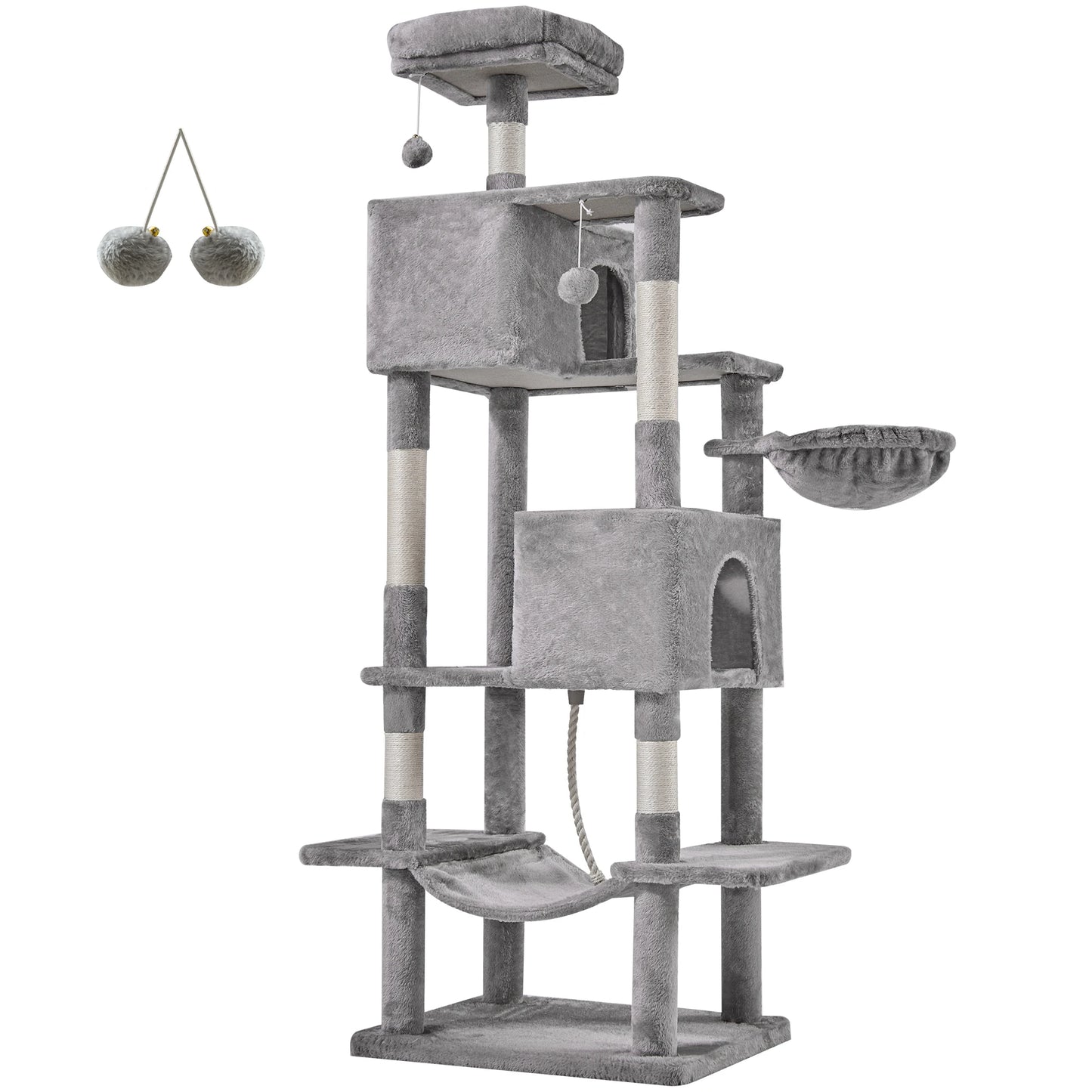 Cat Tree Tower 66 Inch Large Multi Level Cat Climbing Tower with Condo Natural Sisal Scratching Posts