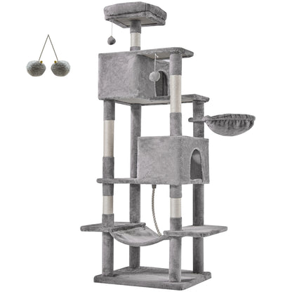 Cat Tree Tower 66 Inch Large Multi Level Cat Climbing Tower with Condo Natural Sisal Scratching Posts