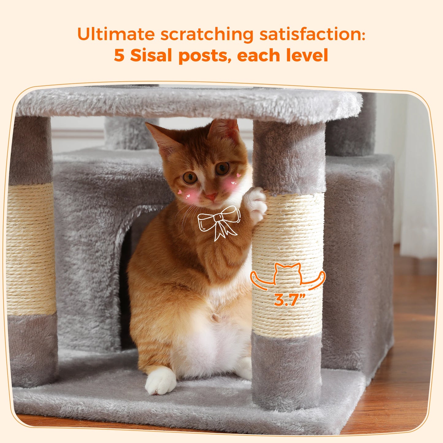 Large Cat Tree and Tower for Indoor Cats With Sisal-Covered Scratching Posts Spacious Hammock Padded Perches and Condos