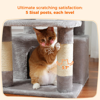 Large Cat Tree and Tower for Indoor Cats With Sisal-Covered Scratching Posts Spacious Hammock Padded Perches and Condos