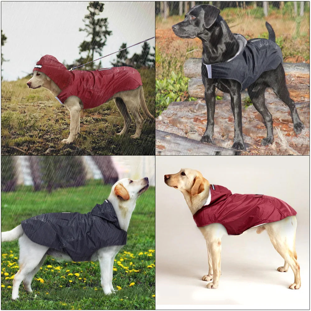 Dog Raincoat Waterproof Hoodie Jacket Rain Poncho Pet Rainwear with Reflective Stripe Outdoor Dogs