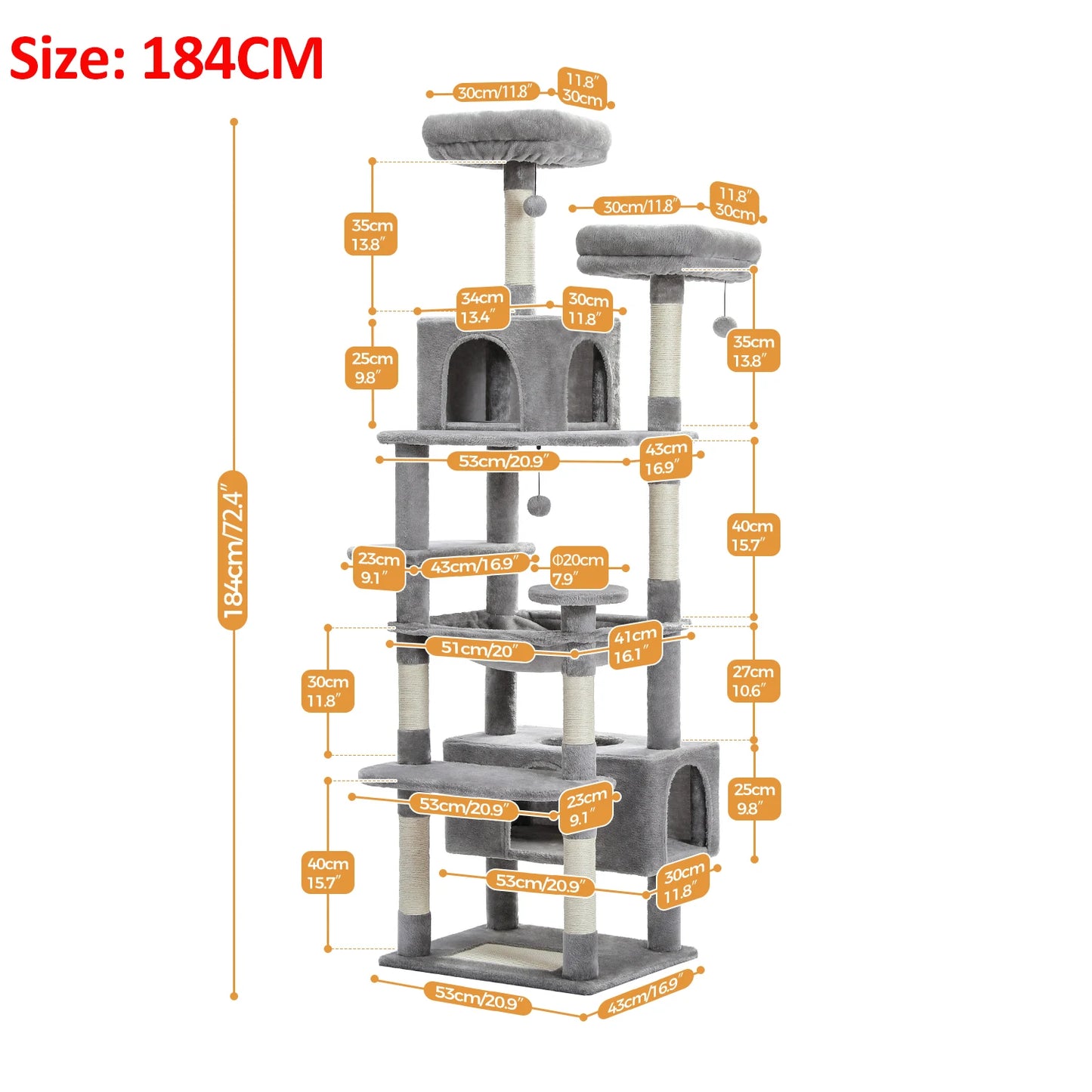Large Cat Tree and Tower for Indoor Cats With Sisal-Covered Scratching Posts Spacious Hammock Padded Perches and Condos