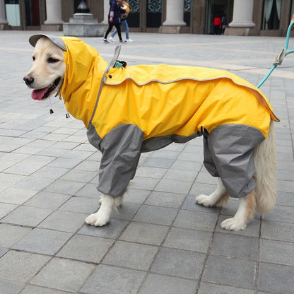Dog Raincoat Waterproof Hooded Jumpsuit Cloak For Small or Big Dogs