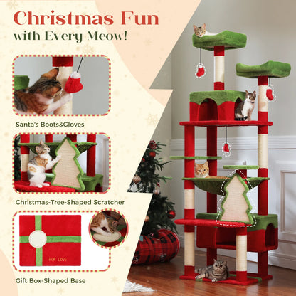 Large Cat Tree and Tower for Indoor Cats With Sisal-Covered Scratching Posts Spacious Hammock Padded Perches and Condos