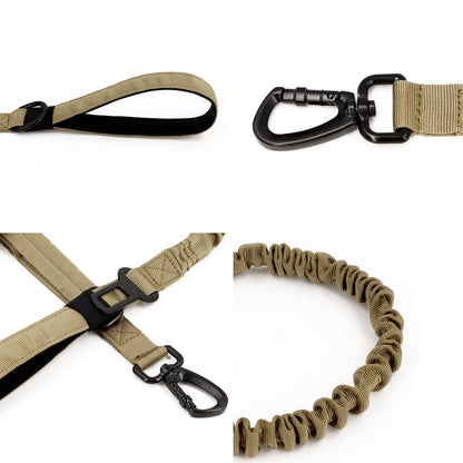 Tactical Dog Harness Collar/Harness and Leash Molle Pouches For Medium Large & Dogs