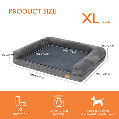 Large Dog Bed, Extra Large Orthopedic Pet Mattress Couch, Removable Washable Cover Soft Sponge Foam