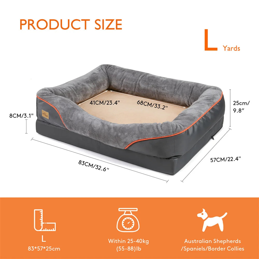 Large Orthopedic Dog Bed, Memory Foam, Pet Sofa Couch, Waterproof, Removable Cover