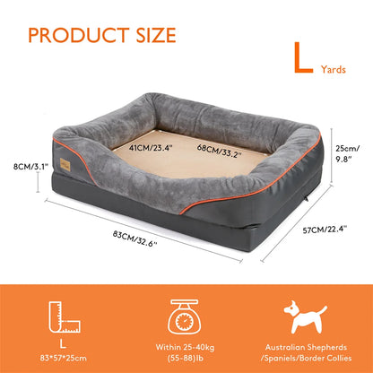 Large Orthopedic Dog Bed, Memory Foam, Pet Sofa Couch, Waterproof, Removable Cover