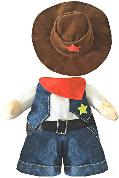 Cowboy Pet Costume with Hat – Halloween Outfit for Cats & Small Dogs