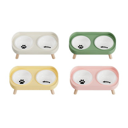 Pet double bowl feeder, adjustable height, cat and dog water dispenser