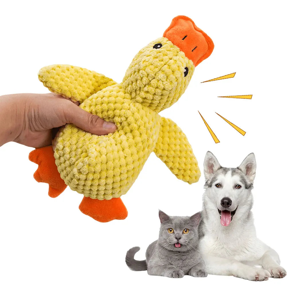 Dog Calming Duck Pet Plush Toy with Quacking Sound, Calming Duck Dog Toy Pillow Toy