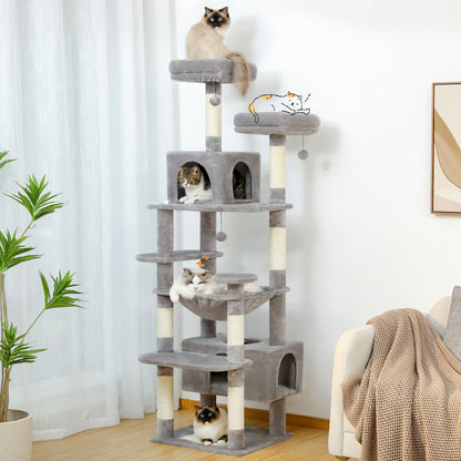 Large Cat Tree and Tower for Indoor Cats With Sisal-Covered Scratching Posts Spacious Hammock Padded Perches and Condos