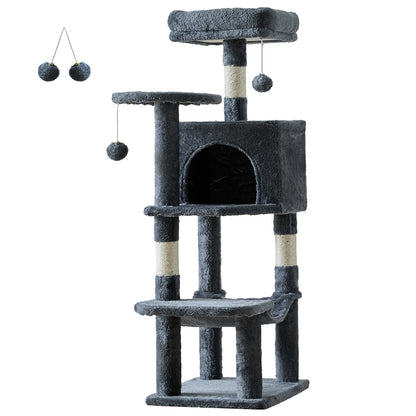 44In Stable Cat Tree Tall Multi-Cat Climbing Tower for Pet Furniture Natural Sisal Scratching Posts