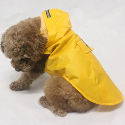 Dog Raincoat Waterproof Hoodie Jacket Rain Poncho Pet Rainwear with Reflective Stripe Outdoor Dogs