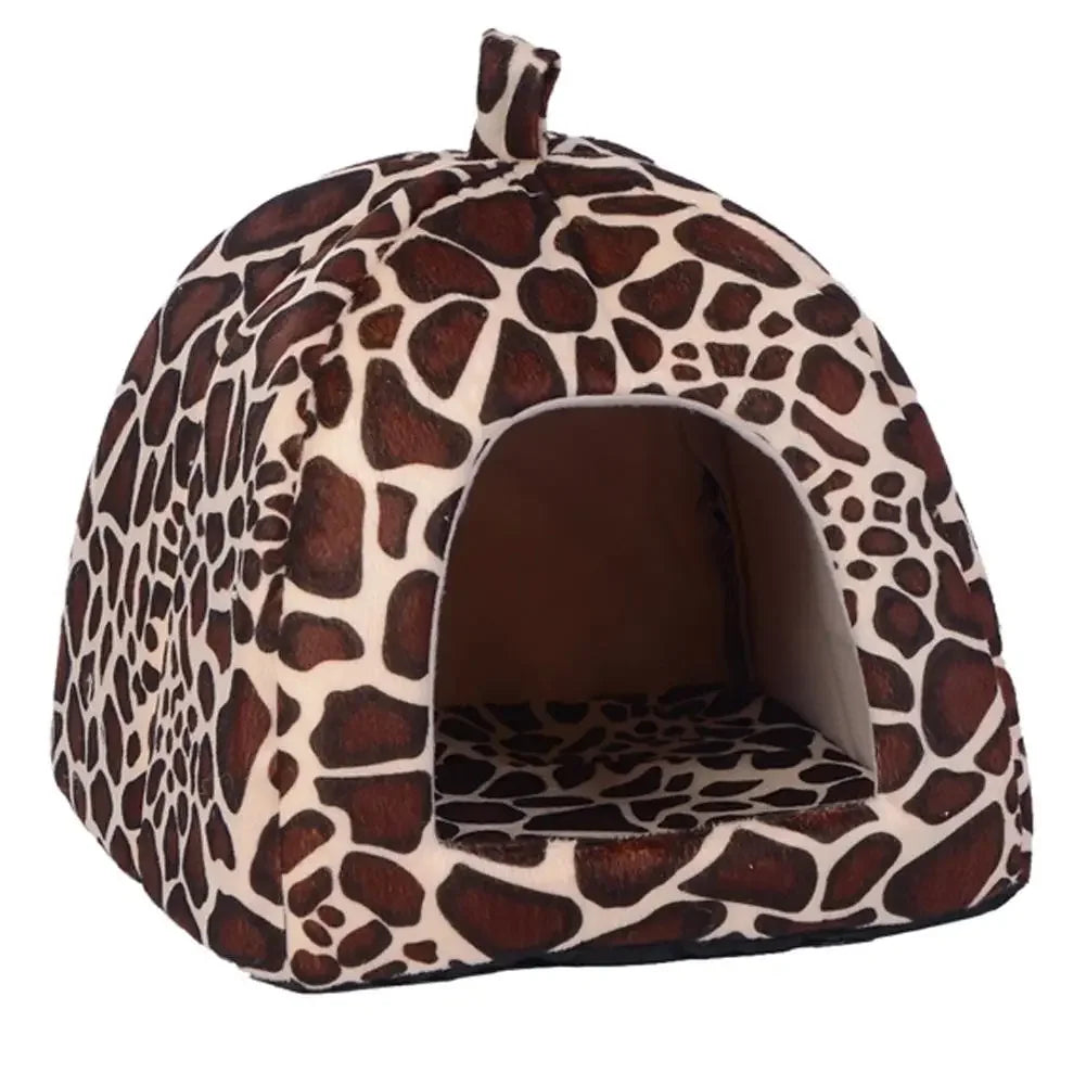 Soft Strawberry Leopard Dog or Cat House / Cave