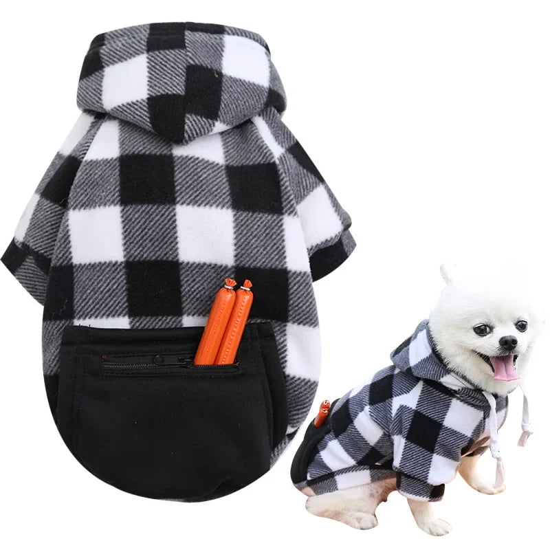 Dog Winter Coat, Pet Jacket Plaid Reversible  for Small, Medium or Large Dogs