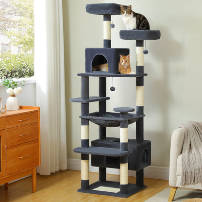 Large Cat Tree and Tower for Indoor Cats With Sisal-Covered Scratching Posts Spacious Hammock Padded Perches and Condos