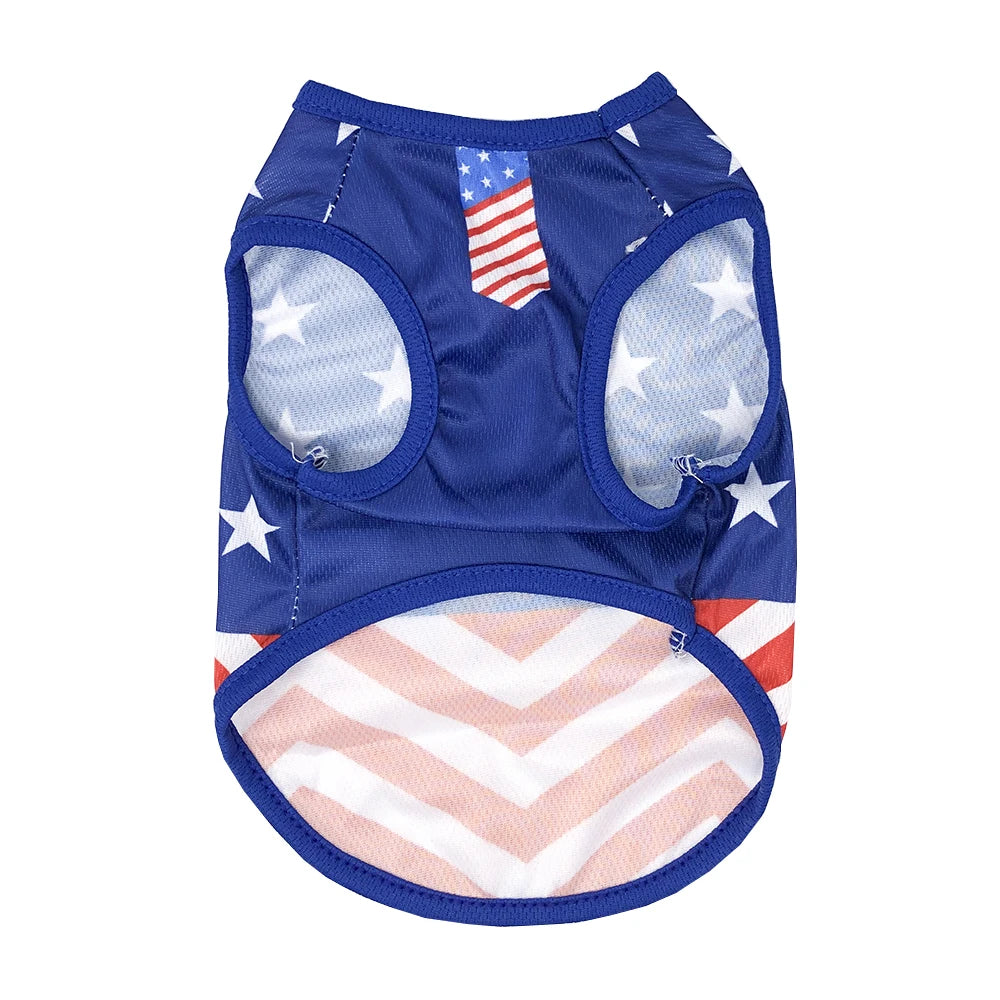Summer Cool Clothes Mesh Breathable Vest For Small Dogs & Cats, Independence Day Pet T-shirt