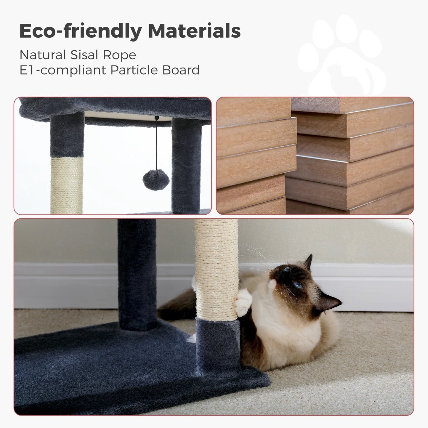 Cat Tree for Indoor Cats 5-Level Cat Tower for Large Cats with Large Hammock Sisal Covered Scratching Posts