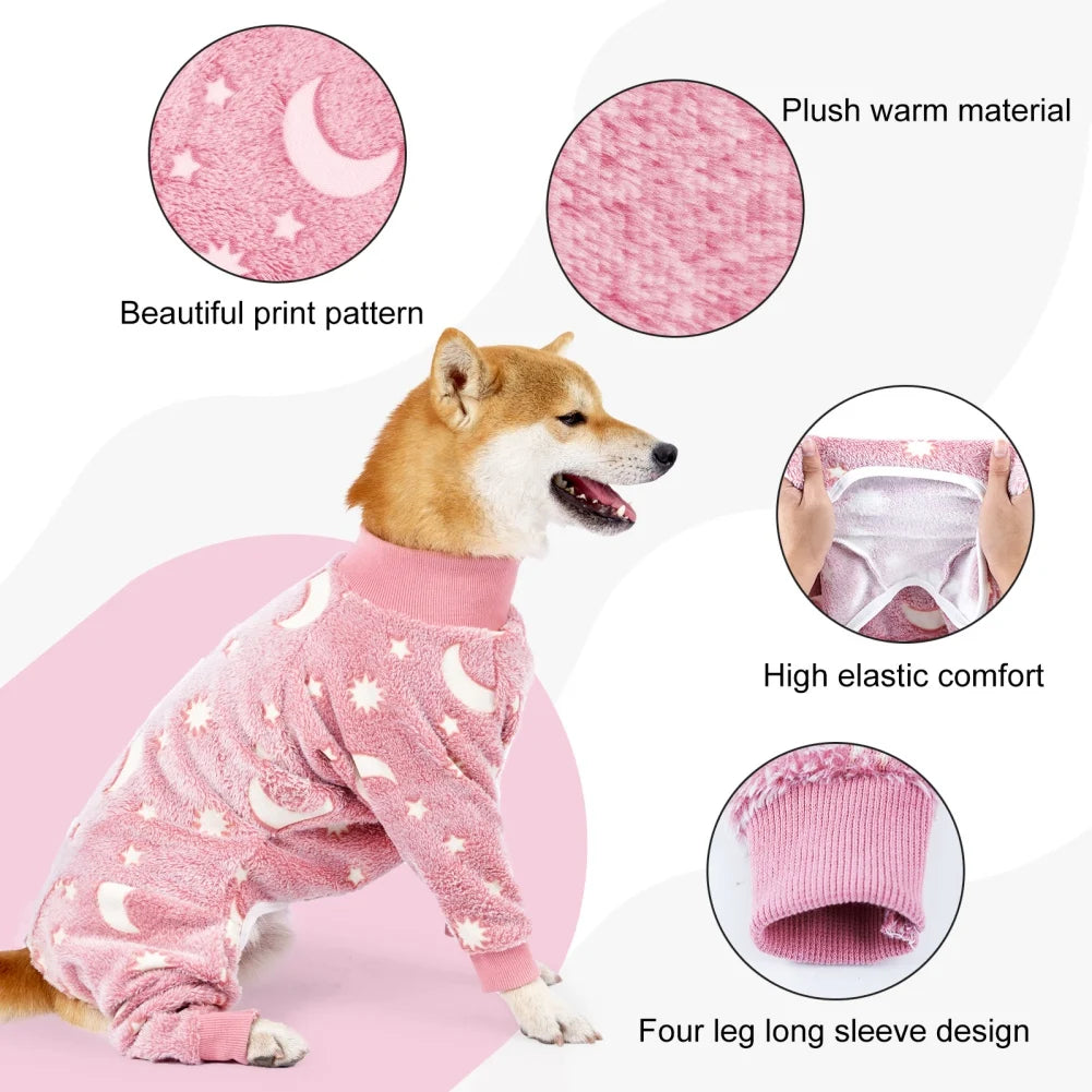 Warm Fleece Puppy Dog Pajamas Pet Overalls Costumes For Small - Large Dogs