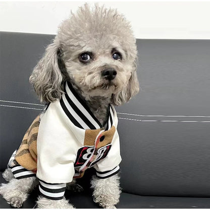 New Autumn Winter Dog/Cat Clothes Thick Warm Soft Coat, Plaid Fashion Coat Baseball Uniform