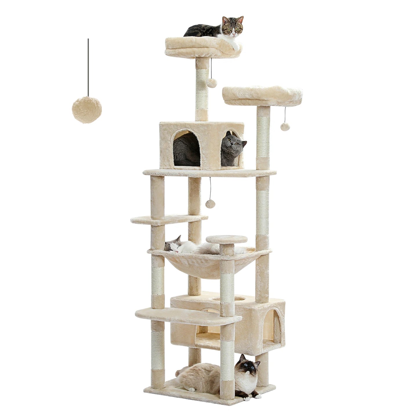 Large Cat Tree and Tower for Indoor Cats With Sisal-Covered Scratching Posts Spacious Hammock Padded Perches and Condos