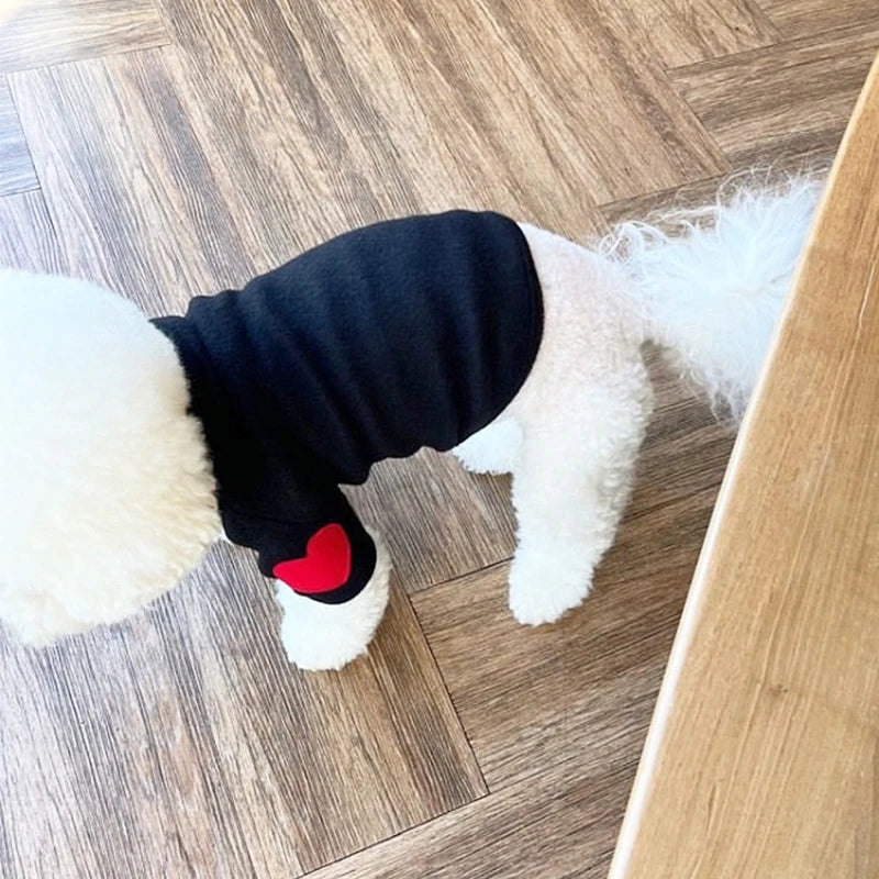 Winter Dog Shirt Heart-shaped Patch Embroidery Sweatshirt