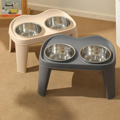 Elevated Dog Feeder, foldable Raised Stand with Double Stainless Steel Food Water Bowls for Small Medium Large Dogs