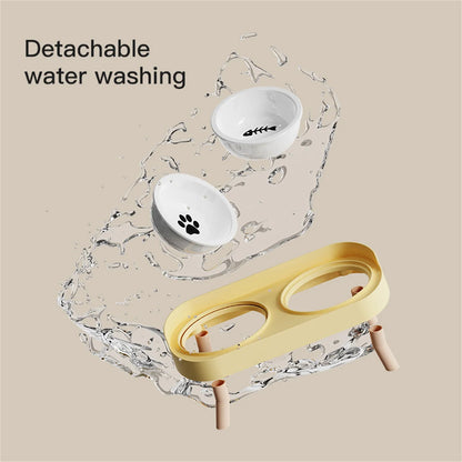 Pet double bowl feeder, adjustable height, cat and dog water dispenser