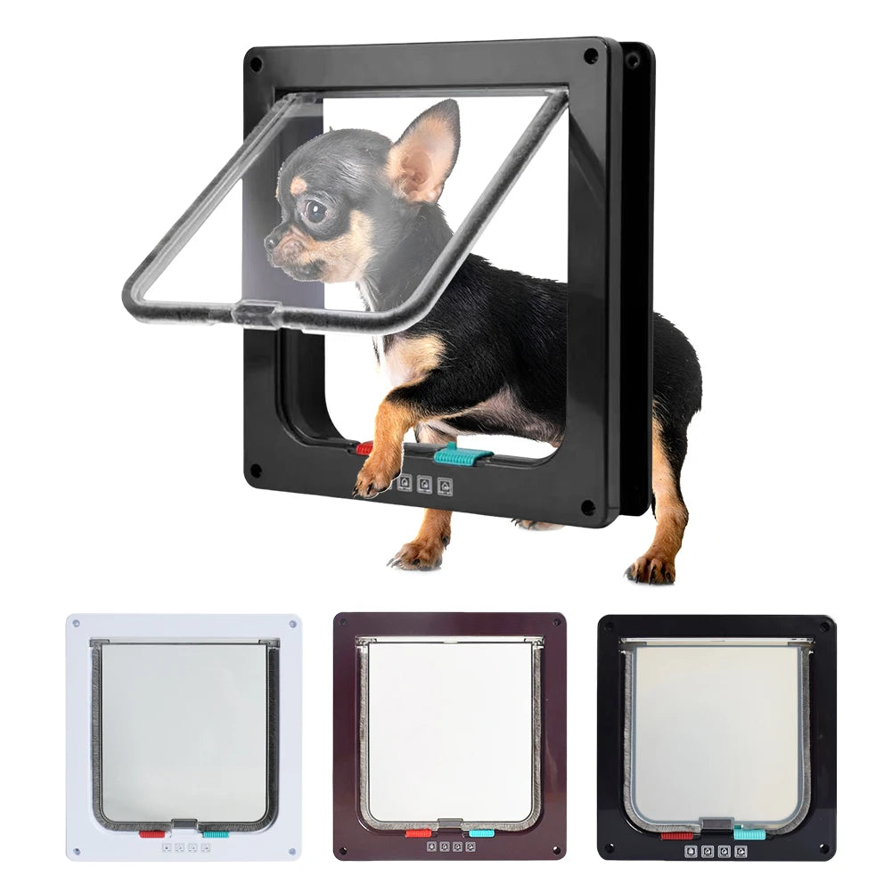 Puppy or Kitten Safety In&out Pet Door with 4 Way Security Lock Dog Cat Flap Door Cat Puppy Safety Gate Pet Doors and Sliding Door