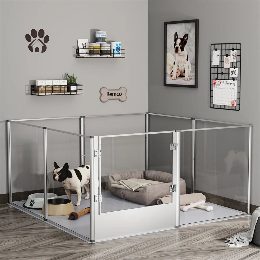 1Pc Large Acrylic Dog Playpen Cage  with Waterproof Fertility Pad
