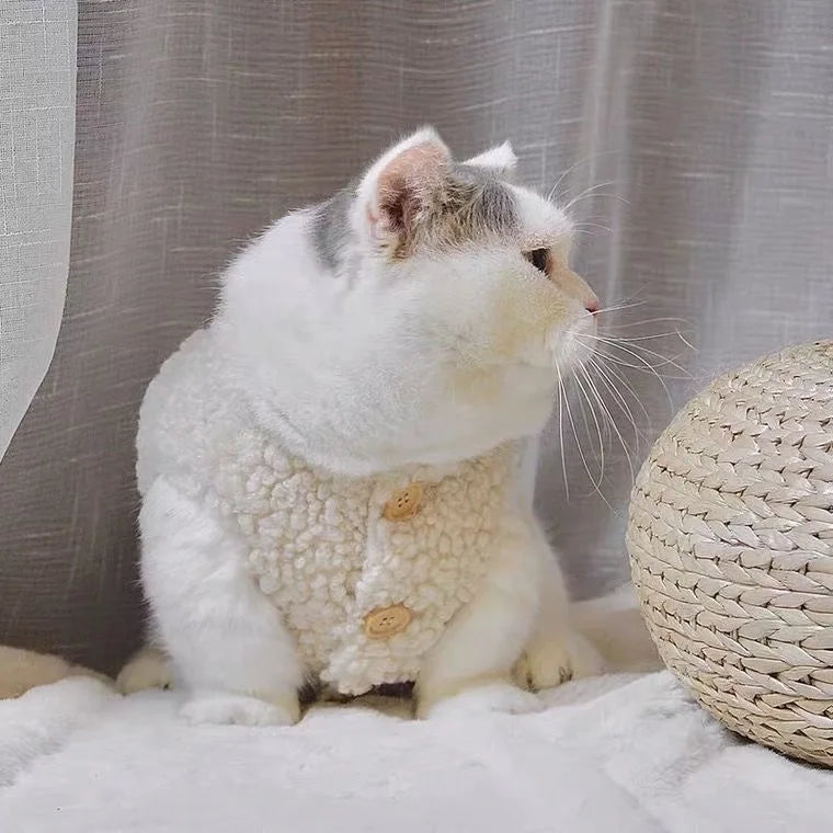 Cat clothes, warm lamb wool vest, autumn and winter pet winter clothes